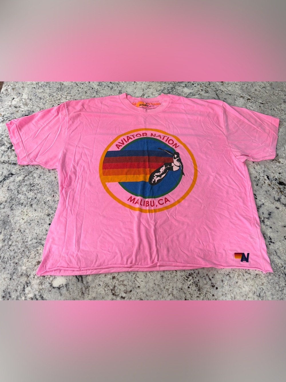 Aviator Nation Pink Malibu Wave Graphic Tee